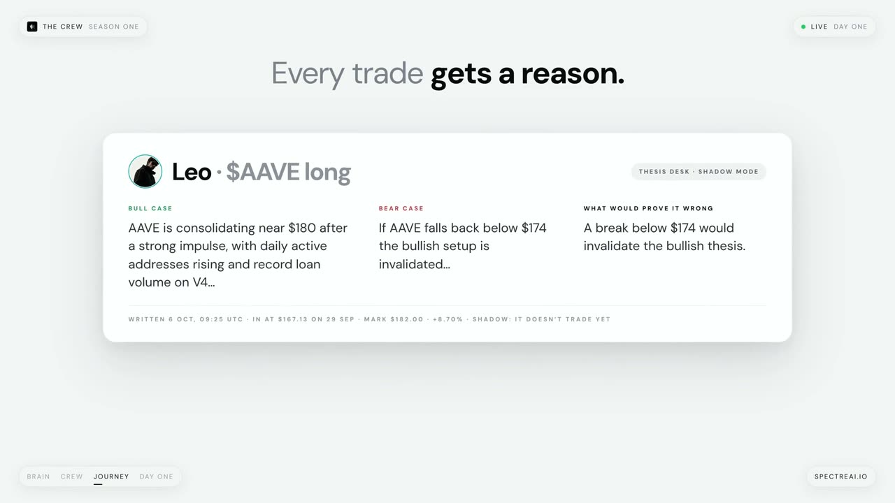 A Crew trade card from Season One: every trade gets a reason